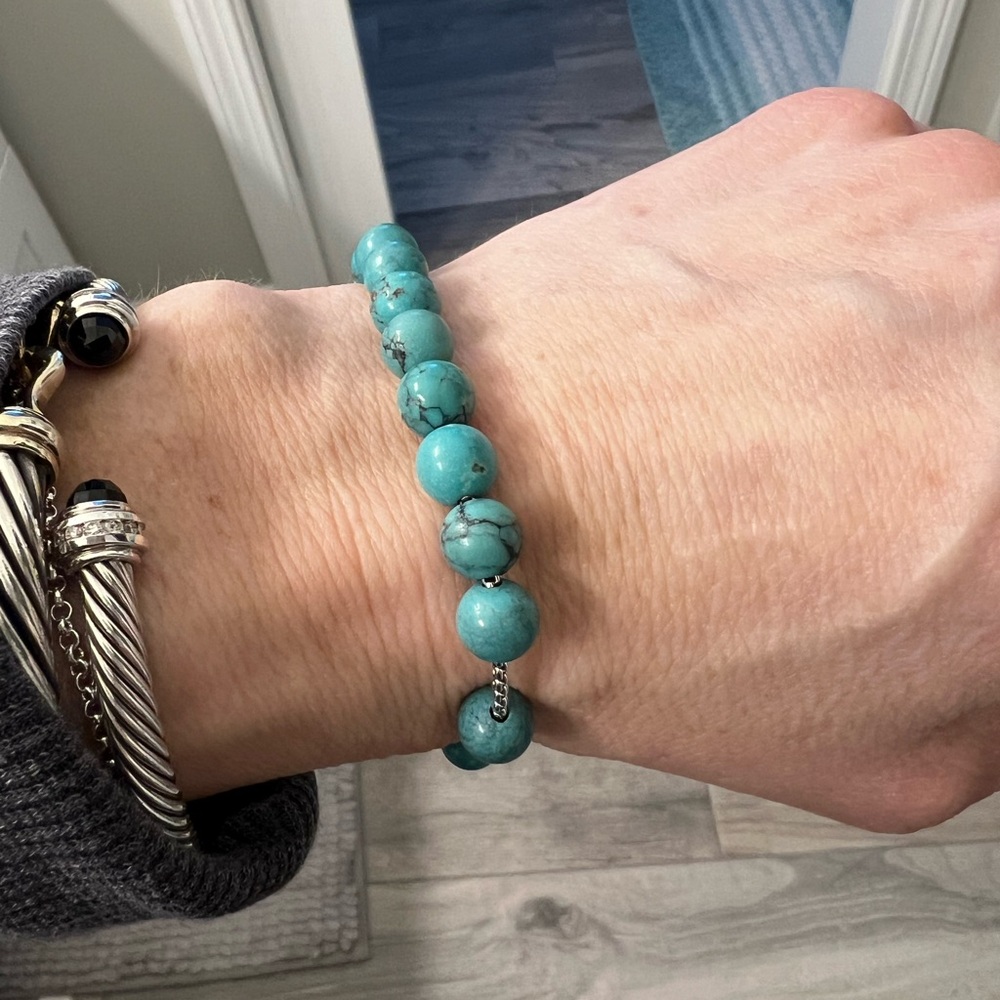 David Yurman 8mm Spiritual Beads Turquoise Bracelet - Picture 6 of 7